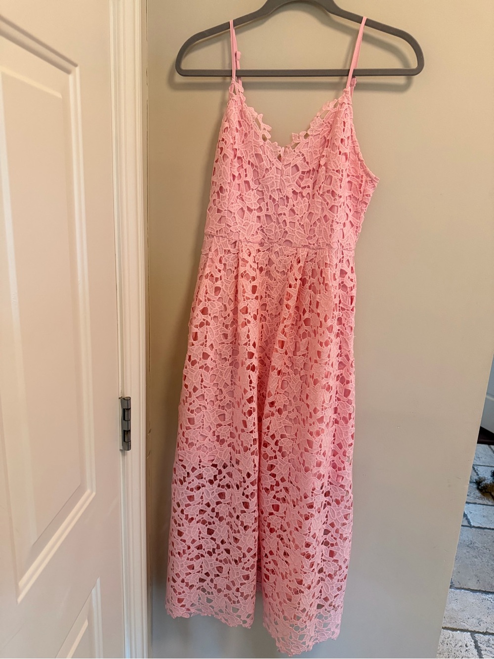 Pink Lace Spaghetti Strap Dress